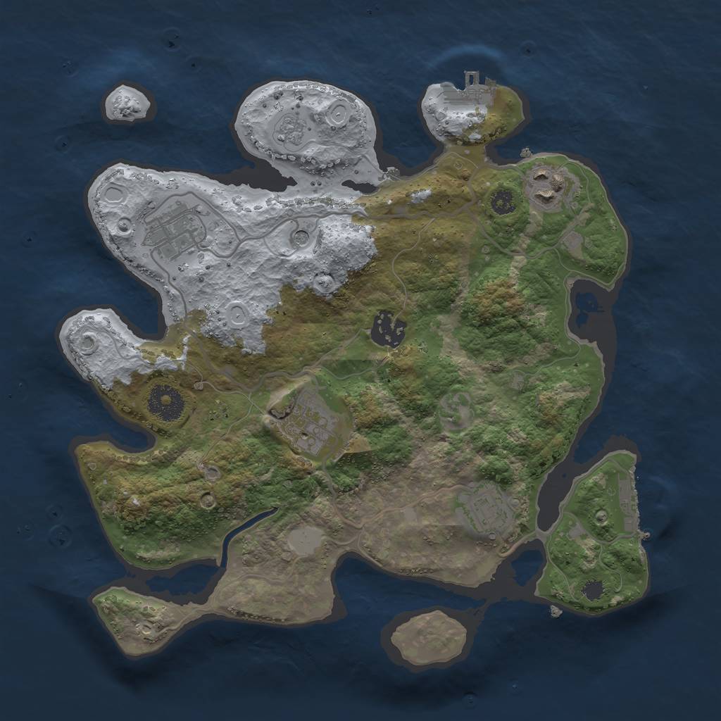 Rust Map: Procedural Map, Size: 3000, Seed: 1623299, 12 Monuments