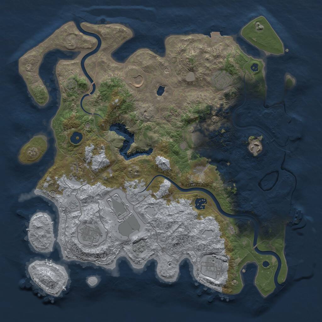 Rust Map: Procedural Map, Size: 4000, Seed: 1212291176, 16 Monuments