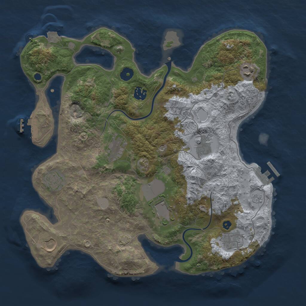 Rust Map: Procedural Map, Size: 3500, Seed: 1691636497, 14 Monuments