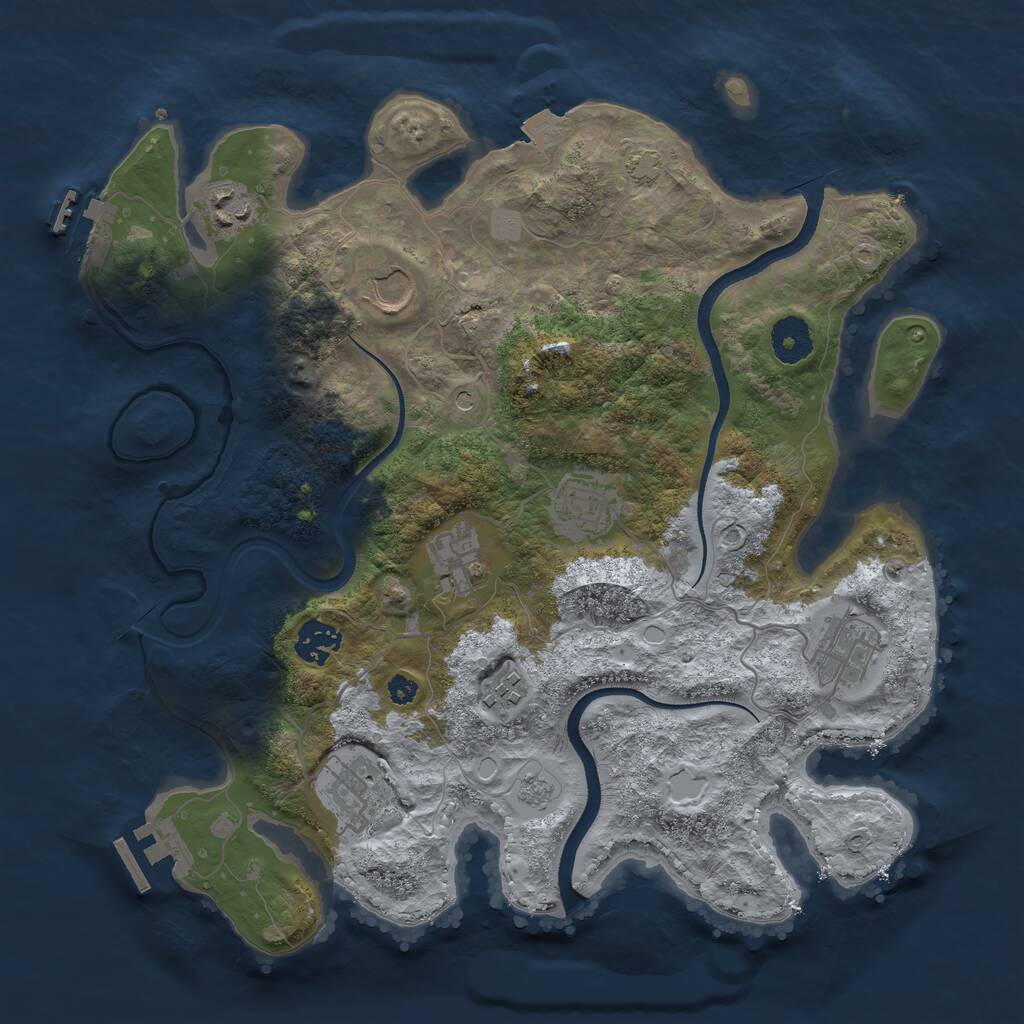 Rust Map: Procedural Map, Size: 3500, Seed: 690877605, 14 Monuments