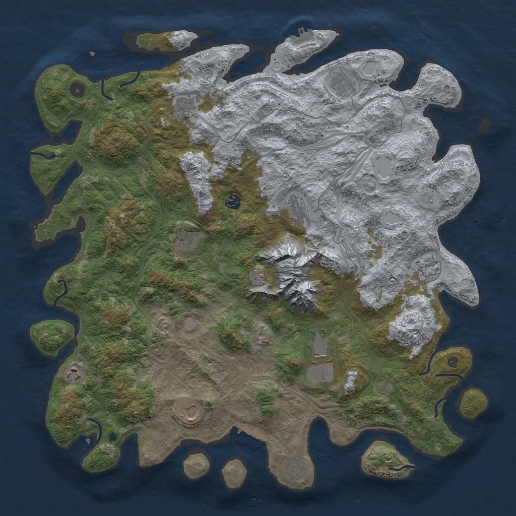 Rust Map: Procedural Map, Size: 5000, Seed: 2092486827, 18 Monuments