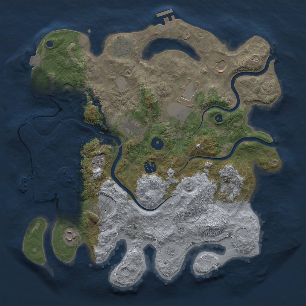Rust Map: Procedural Map, Size: 3700, Seed: 332323232, 15 Monuments