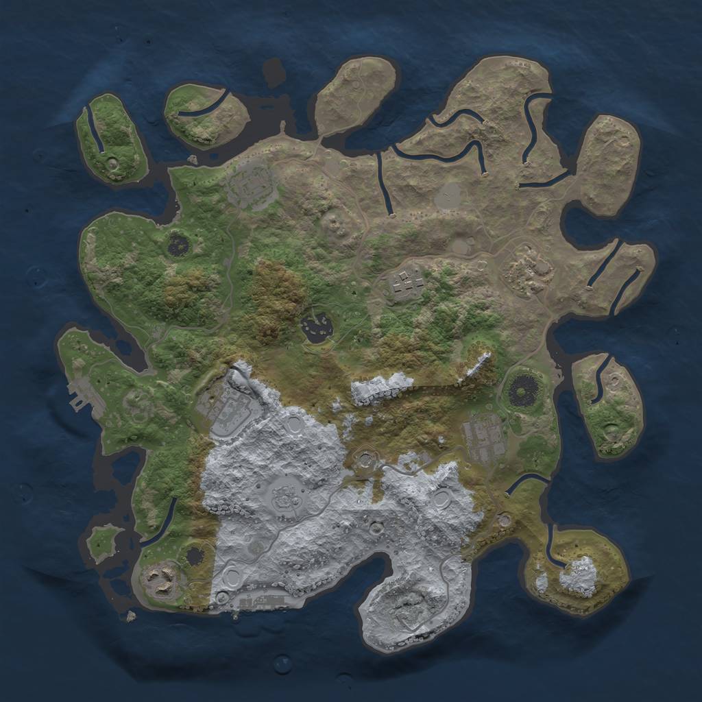 Rust Map: Procedural Map, Size: 3400, Seed: 1079545296, 14 Monuments