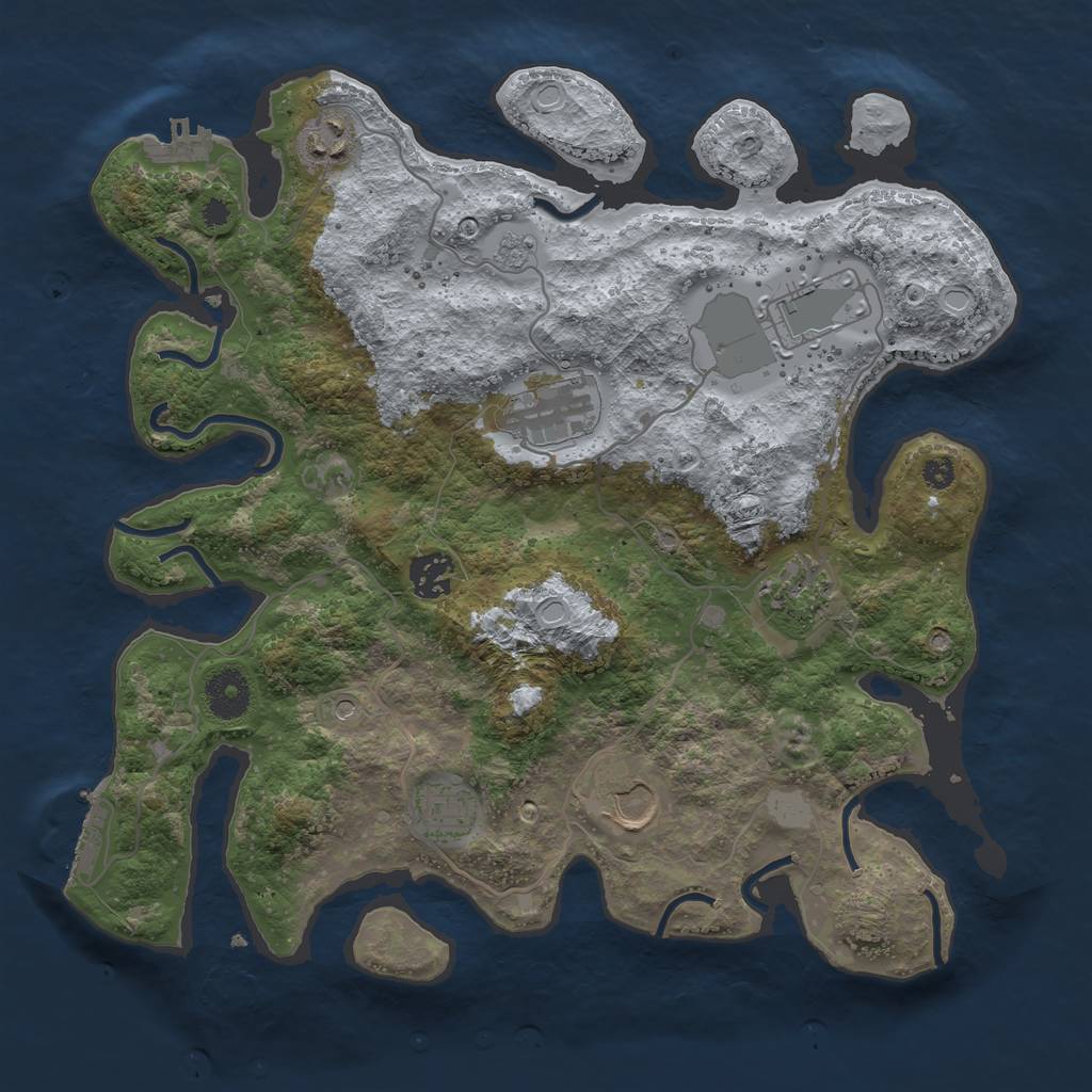 Rust Map: Procedural Map, Size: 3500, Seed: 1148235612, 14 Monuments