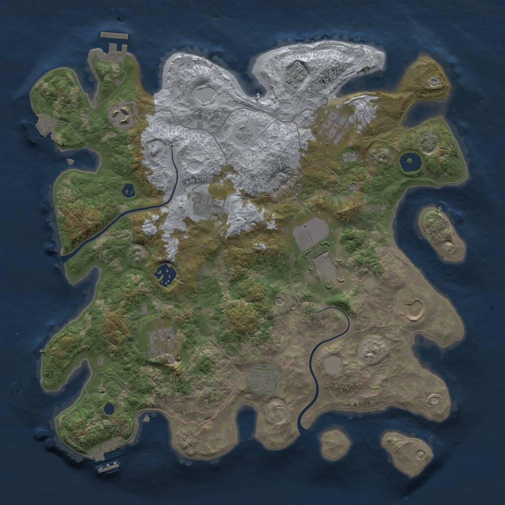 Rust Map: Procedural Map, Size: 3700, Seed: 937849538, 15 Monuments