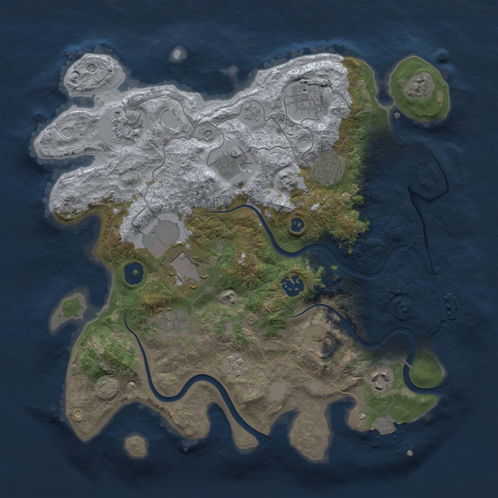 Rust Map: Procedural Map, Size: 3500, Seed: 461364868, 15 Monuments