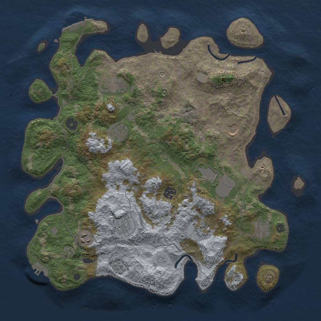 Rust Map: Procedural Map, Size: 4000, Seed: 3684240, 17 Monuments