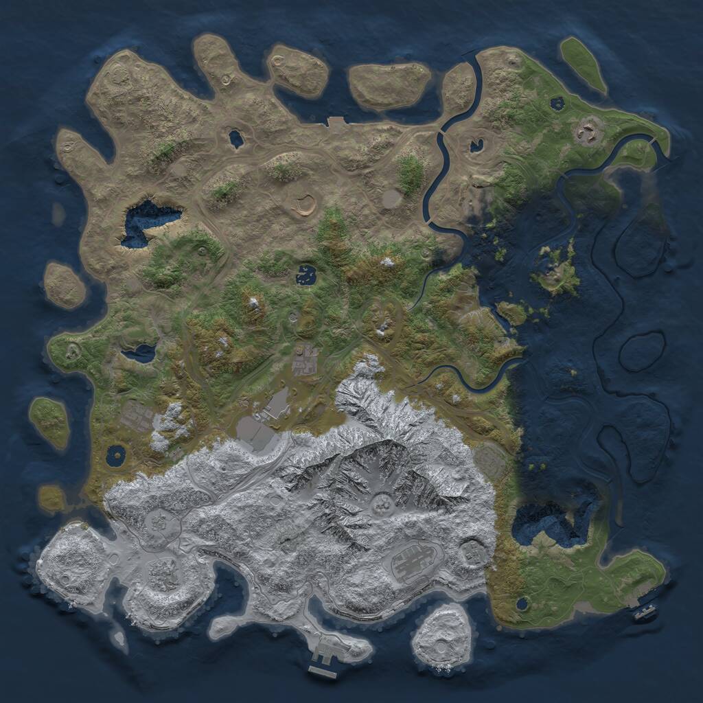 Rust Map: Procedural Map, Size: 5000, Seed: 691534109, 17 Monuments