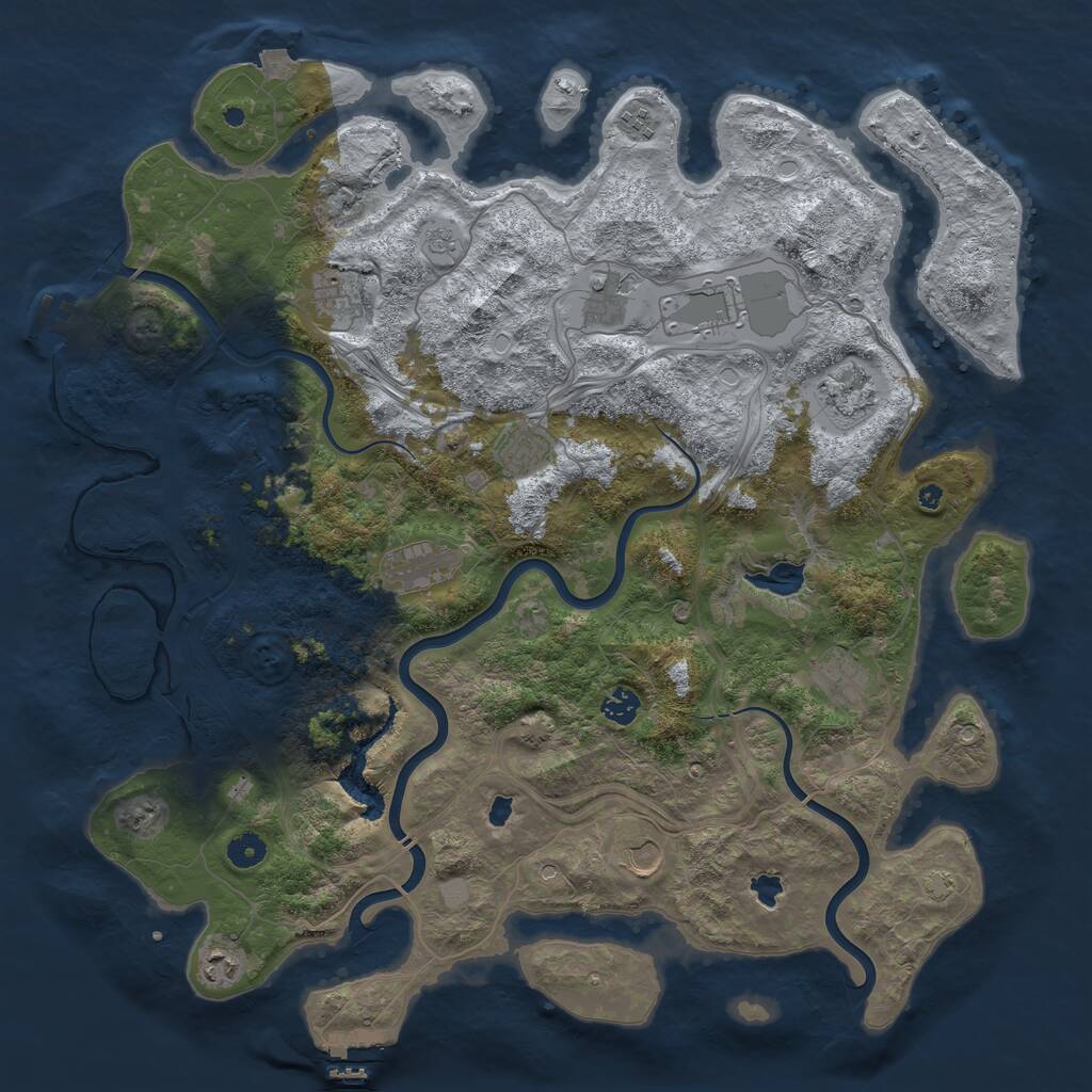Rust Map: Procedural Map, Size: 4500, Seed: 1459165968, 17 Monuments
