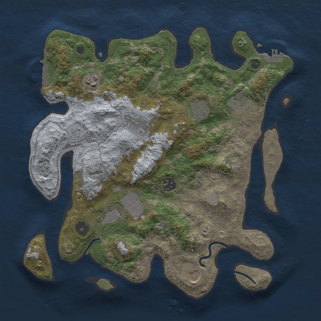 Rust Map: Procedural Map, Size: 3500, Seed: 414941195, 15 Monuments