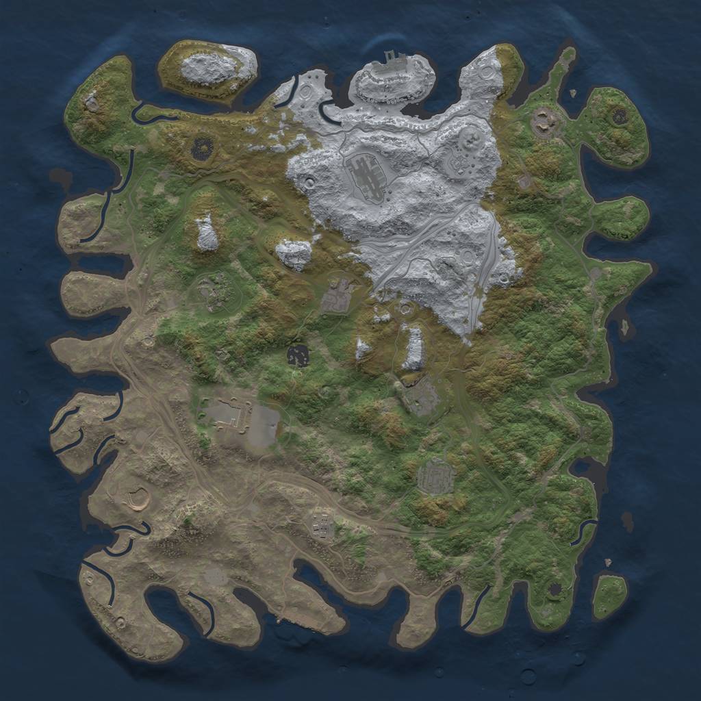 Rust Map: Procedural Map, Size: 4500, Seed: 119525, 17 Monuments