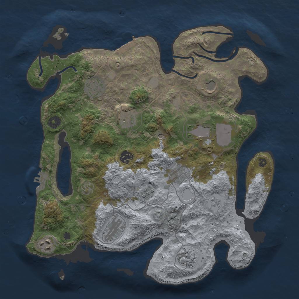 Rust Map: Procedural Map, Size: 3500, Seed: 37798605, 17 Monuments