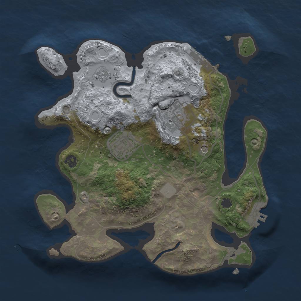 Rust Map: Procedural Map, Size: 2500, Seed: 216115279, 9 Monuments