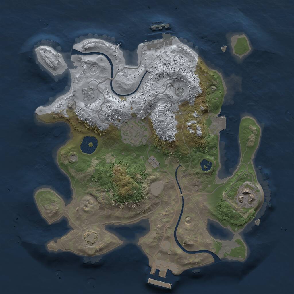 Rust Map: Procedural Map, Size: 2500, Seed: 216115279, 8 Monuments