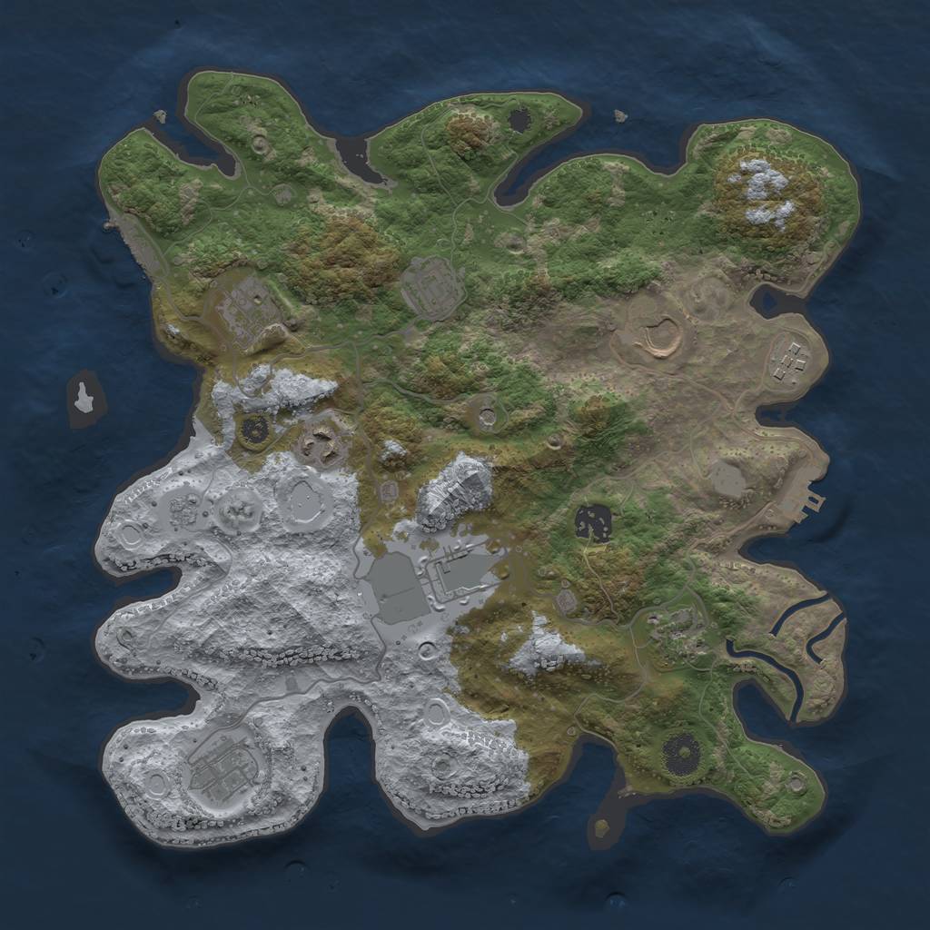 Rust Map: Procedural Map, Size: 3500, Seed: 32394, 16 Monuments