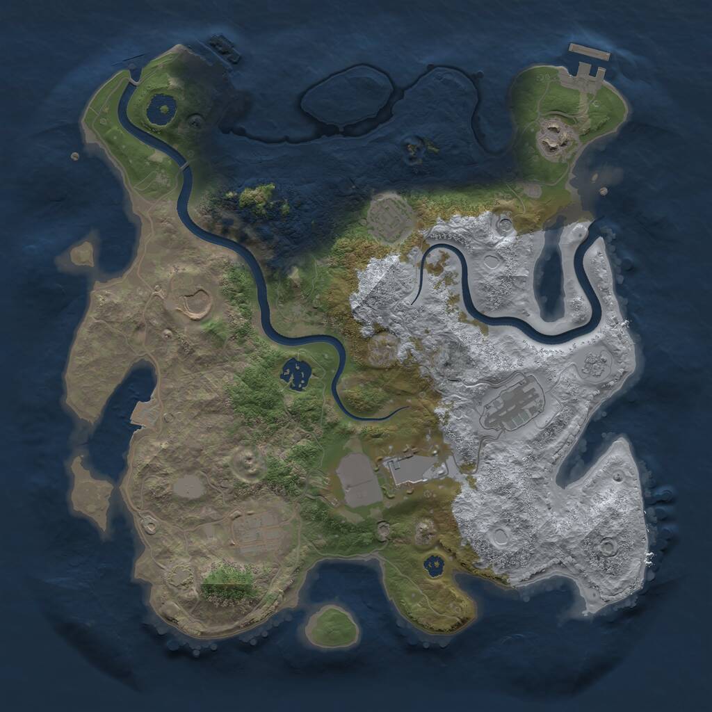 Rust Map: Procedural Map, Size: 3500, Seed: 5400131, 13 Monuments