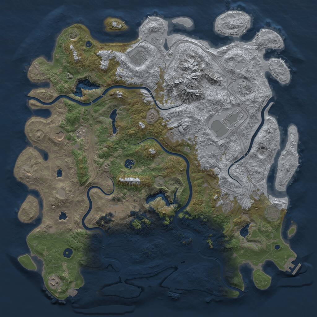 Rust Map: Procedural Map, Size: 5000, Seed: 309296094, 17 Monuments