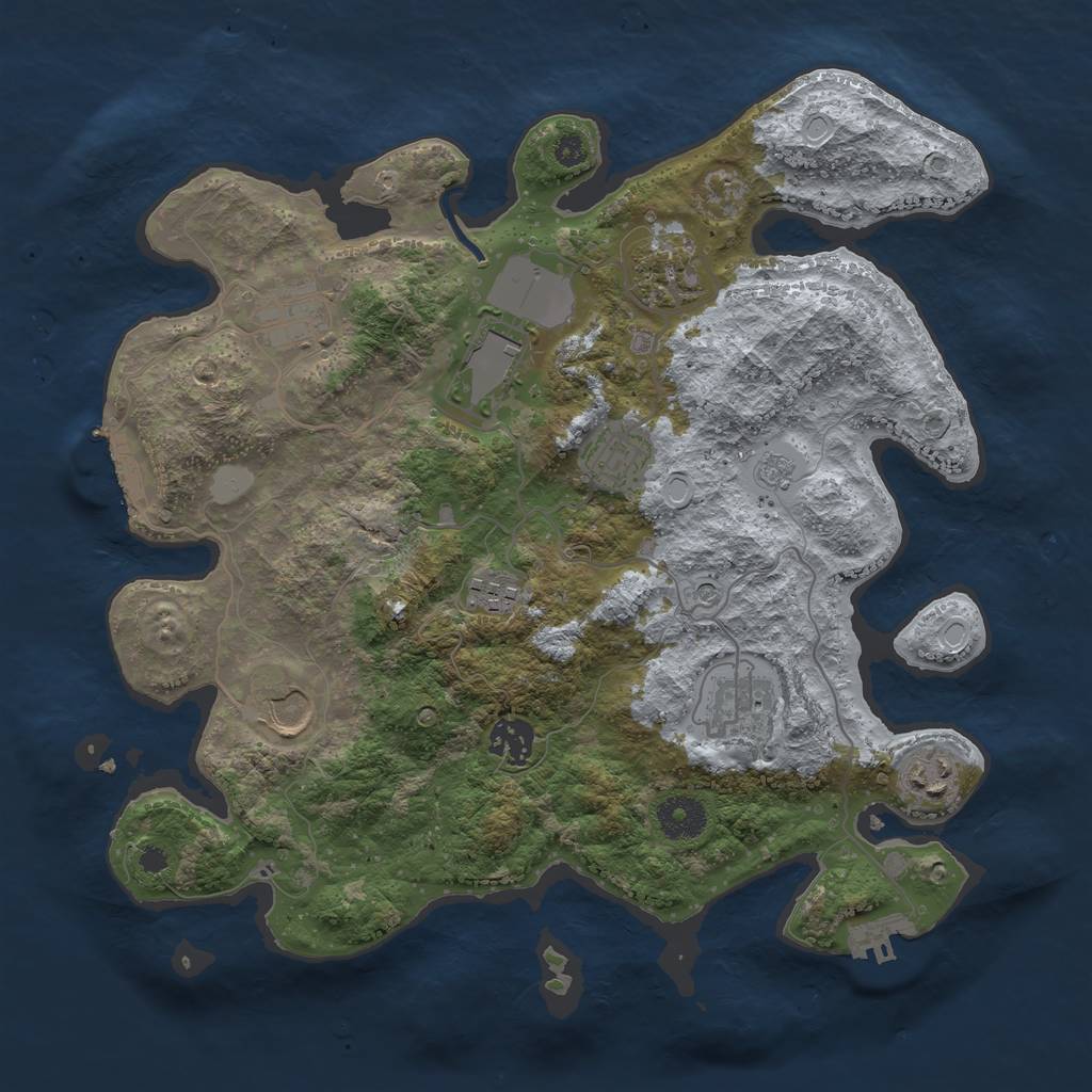 Rust Map: Procedural Map, Size: 3500, Seed: 145497742, 16 Monuments