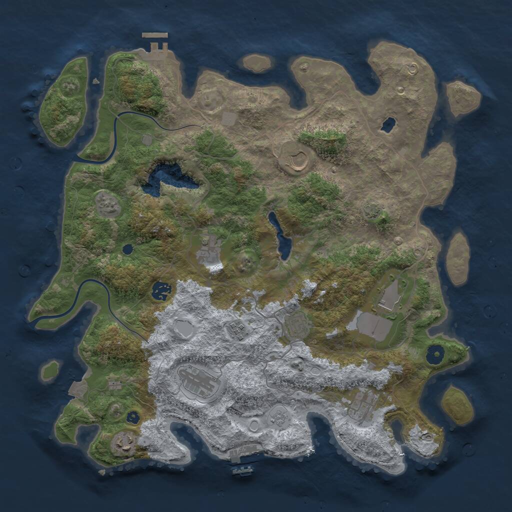 Rust Map: Procedural Map, Size: 4000, Seed: 924280573, 14 Monuments