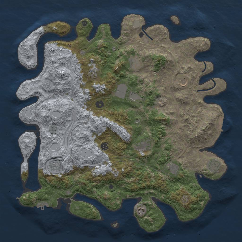 Rust Map: Procedural Map, Size: 4500, Seed: 98491, 18 Monuments