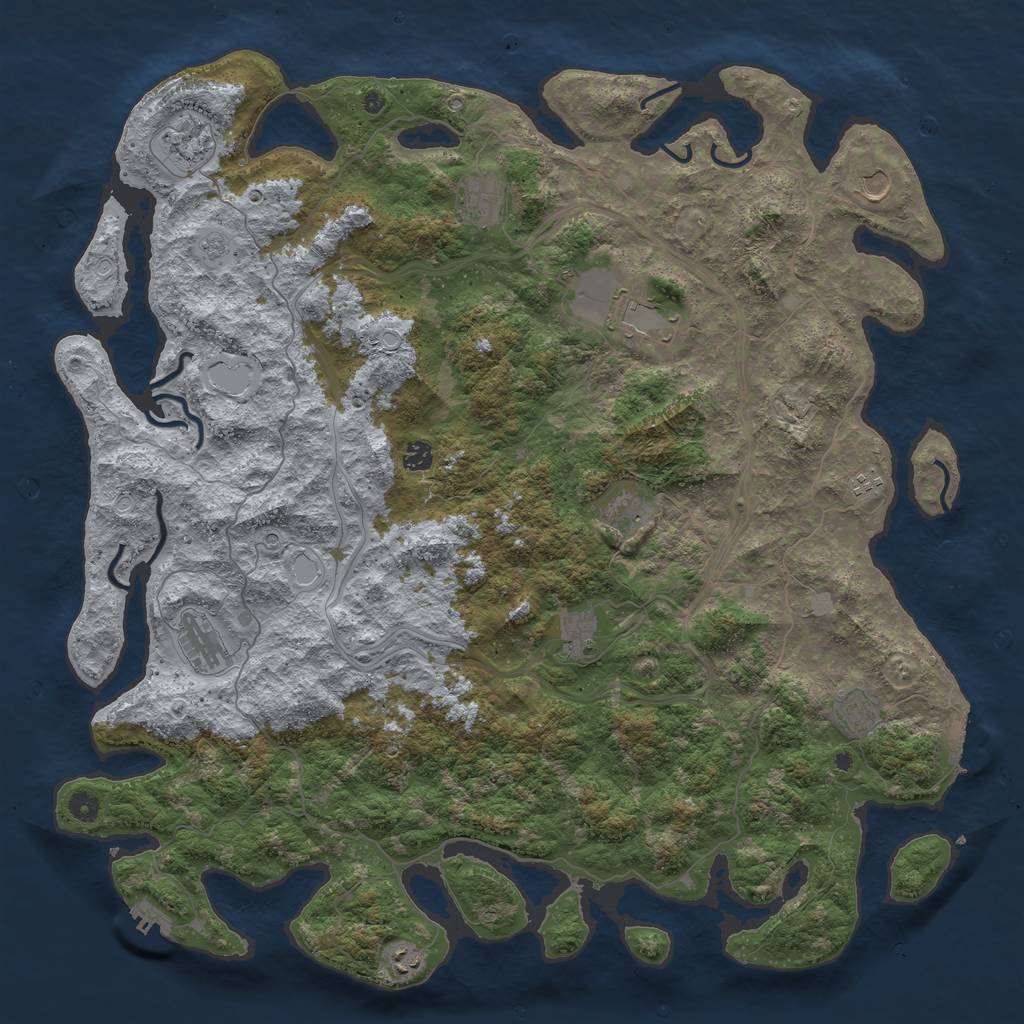 Rust Map: Procedural Map, Size: 4999, Seed: 657187, 18 Monuments