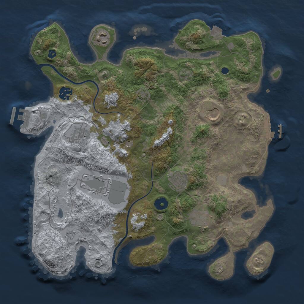 Rust Map: Procedural Map, Size: 3500, Seed: 766062496, 13 Monuments