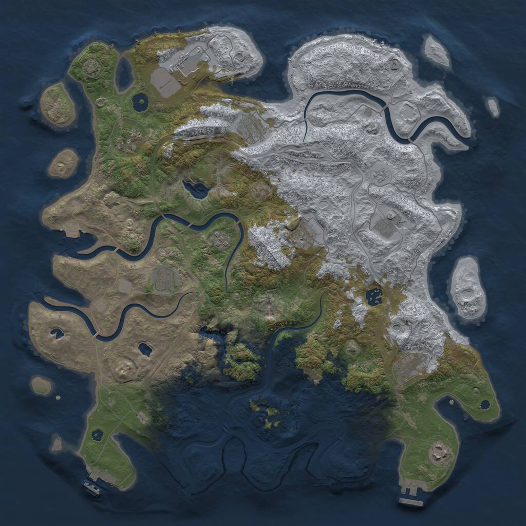 Rust Map: Procedural Map, Size: 4500, Seed: 357655, 16 Monuments
