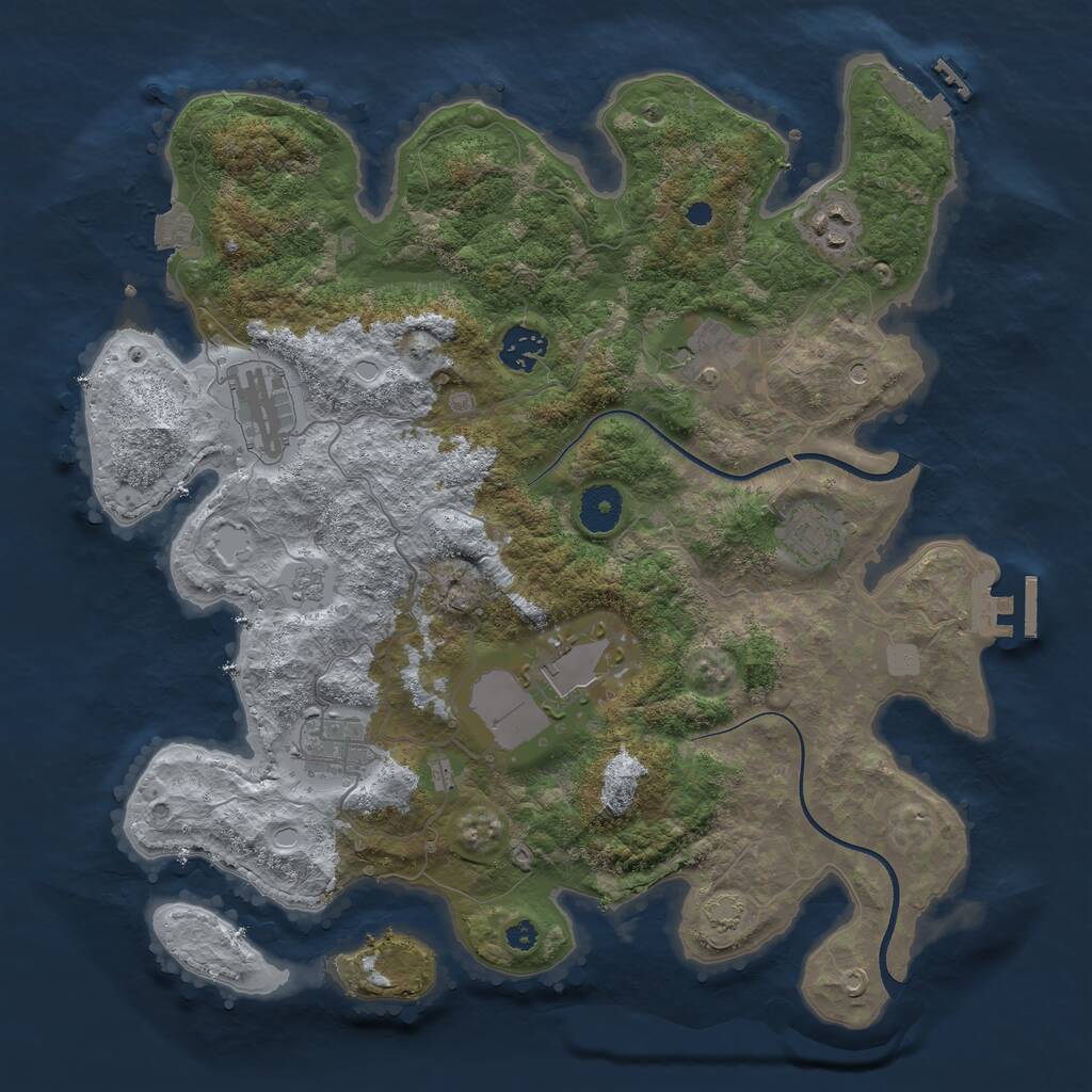 Rust Map: Procedural Map, Size: 3600, Seed: 358071629, 13 Monuments