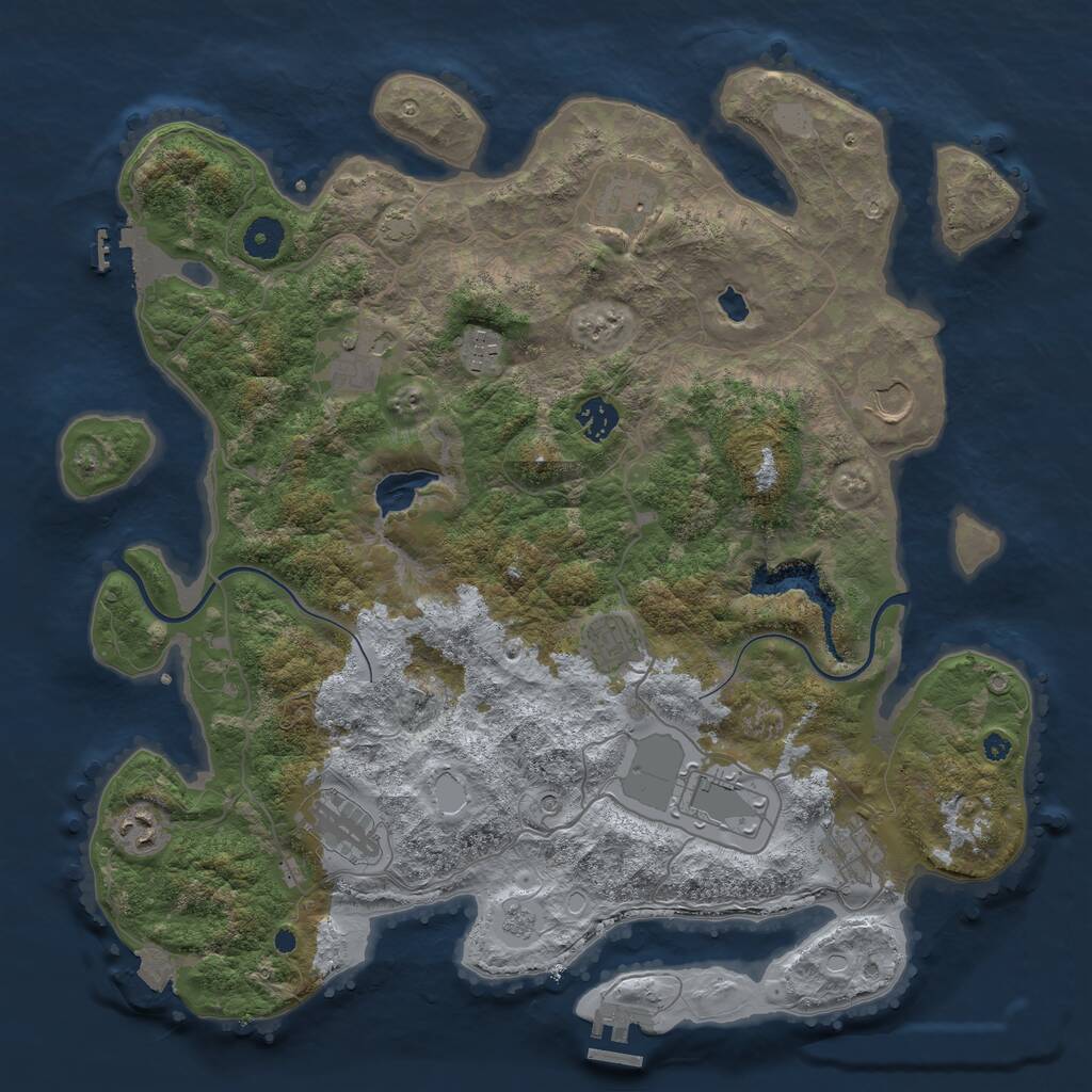 Rust Map: Procedural Map, Size: 4000, Seed: 350023, 16 Monuments