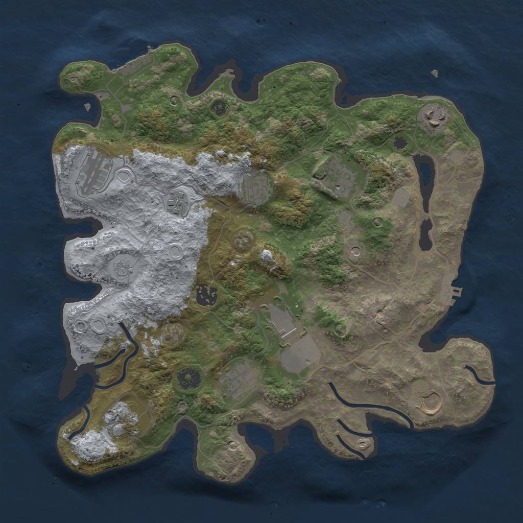 Rust Map: Procedural Map, Size: 3500, Seed: 851489183, 17 Monuments