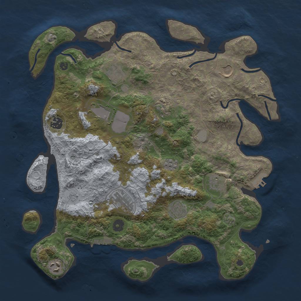 Rust Map: Procedural Map, Size: 3750, Seed: 1034737721, 17 Monuments