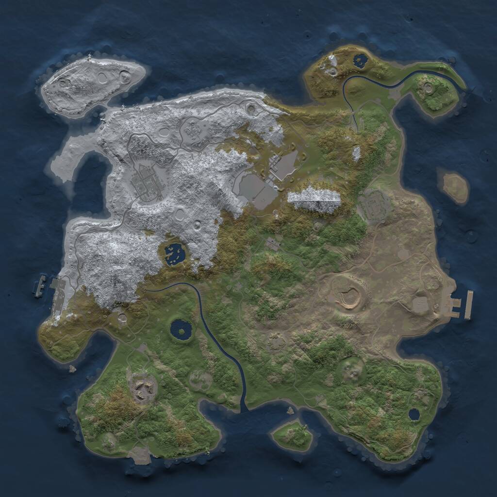 Rust Map: Procedural Map, Size: 3500, Seed: 9885466, 12 Monuments