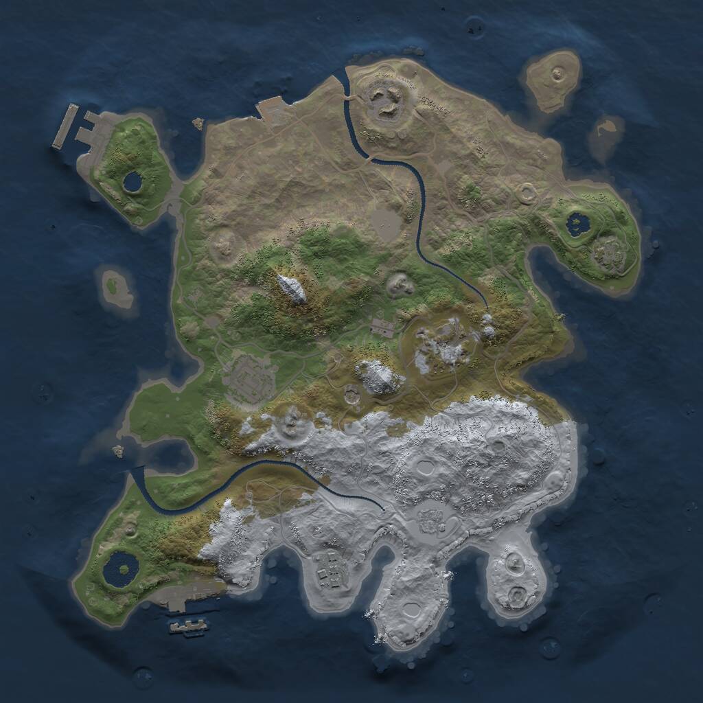 Rust Map: Procedural Map, Size: 3000, Seed: 1729325597, 10 Monuments