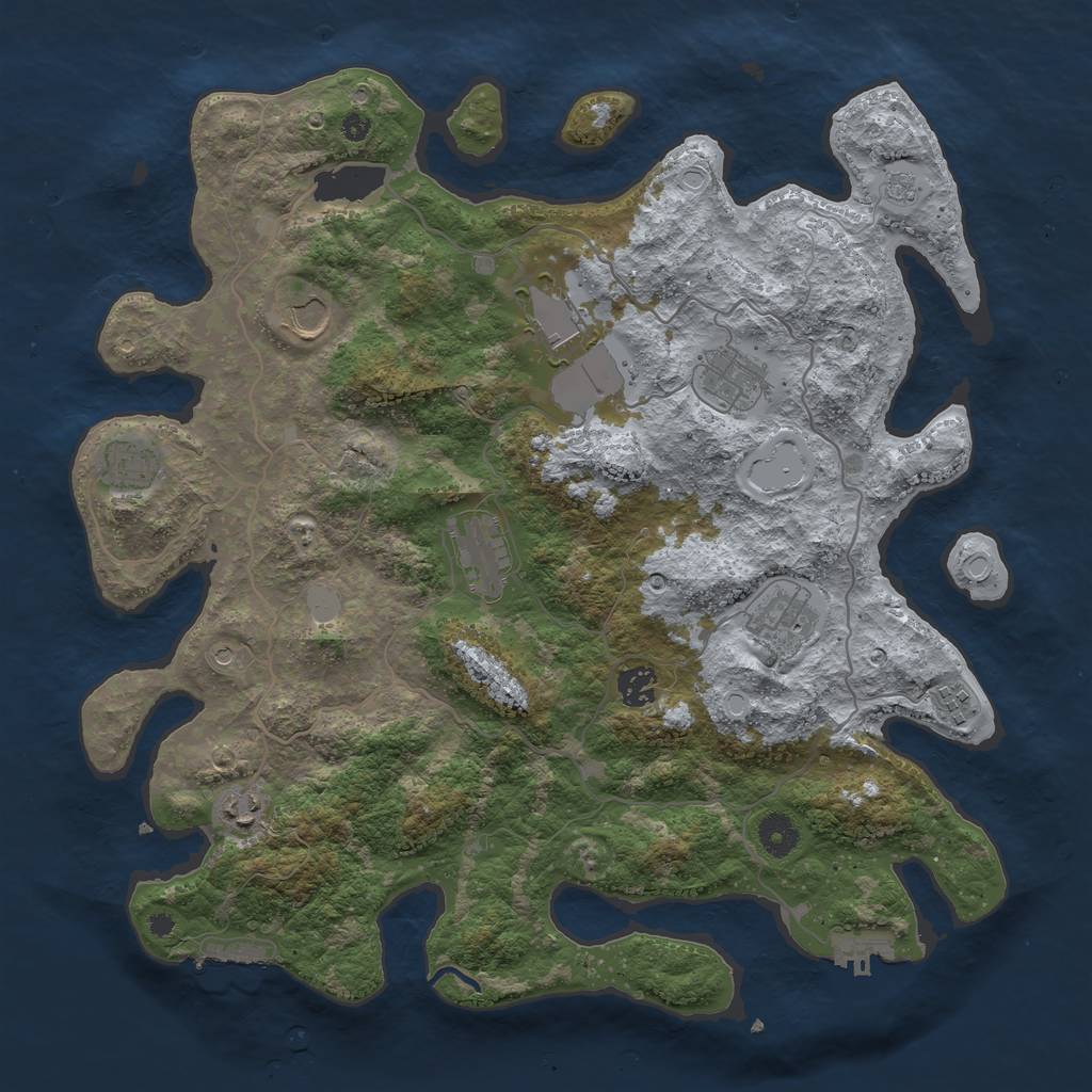 Rust Map: Procedural Map, Size: 4000, Seed: 16331046, 16 Monuments