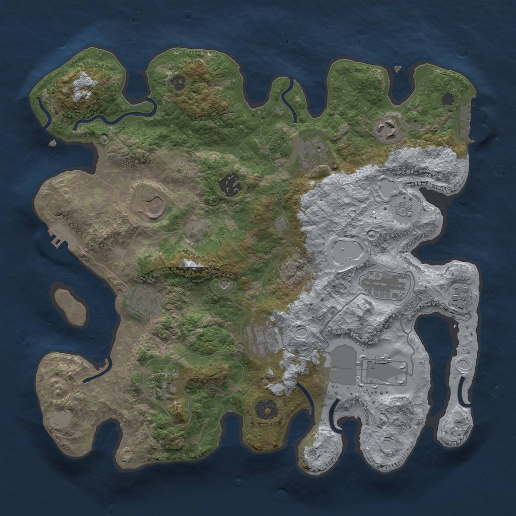 Rust Map: Procedural Map, Size: 3500, Seed: 1515637761, 17 Monuments