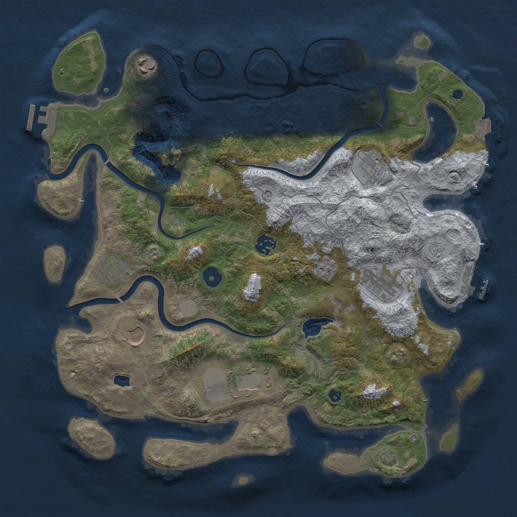 Rust Map: Procedural Map, Size: 4000, Seed: 1262410595, 14 Monuments