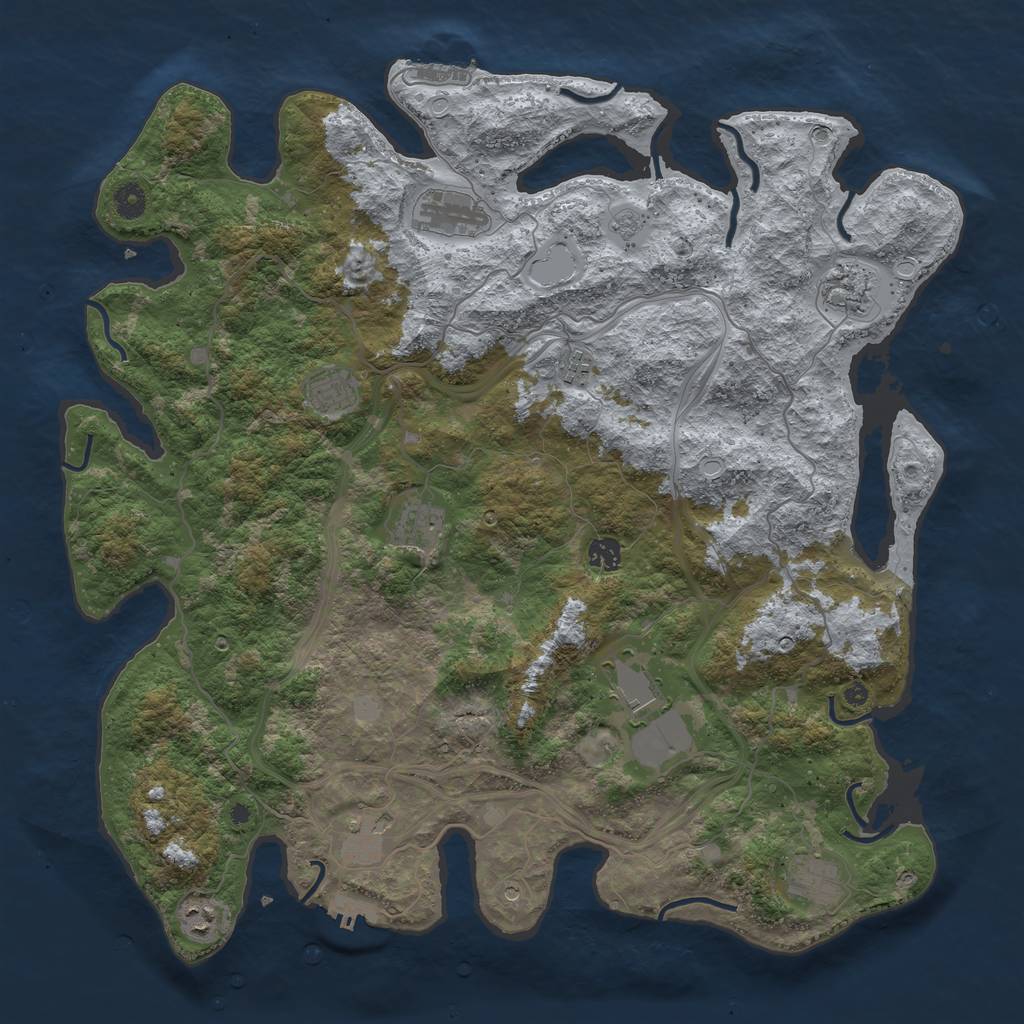 Rust Map: Procedural Map, Size: 4500, Seed: 385274468, 17 Monuments