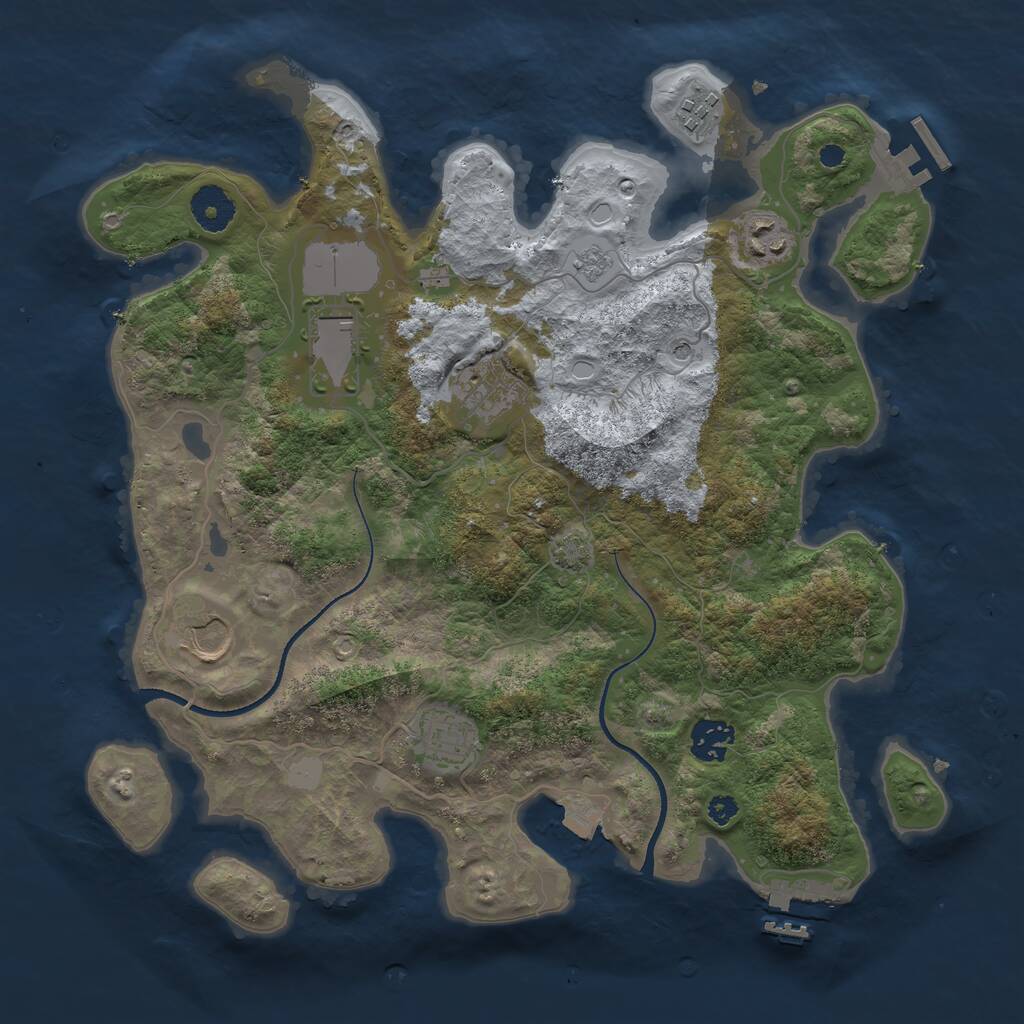 Rust Map: Procedural Map, Size: 3500, Seed: 120161694, 13 Monuments