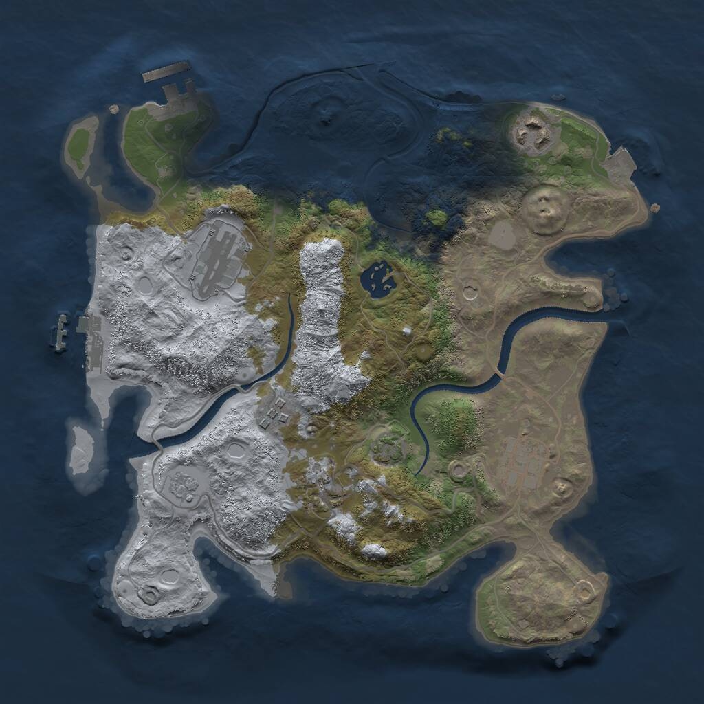 Rust Map: Procedural Map, Size: 3000, Seed: 104104, 12 Monuments