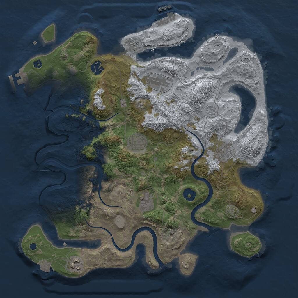 Rust Map: Procedural Map, Size: 3500, Seed: 6383, 13 Monuments