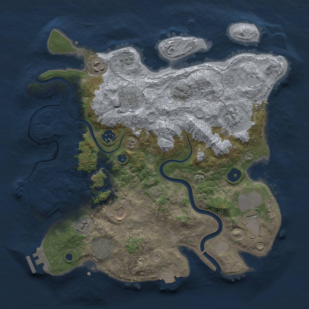 Rust Map: Procedural Map, Size: 3500, Seed: 84624, 14 Monuments