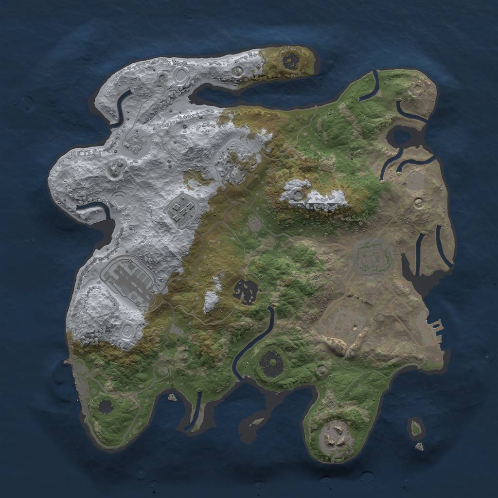 Rust Map: Procedural Map, Size: 3000, Seed: 1181829794, 13 Monuments