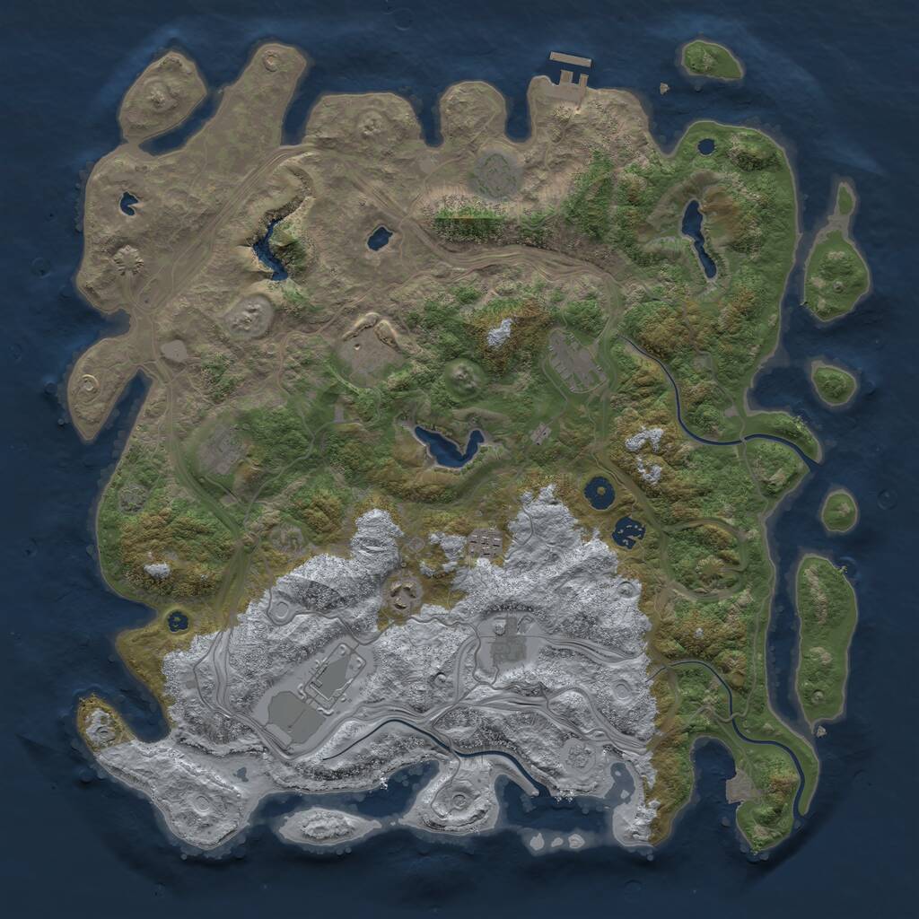 Rust Map: Procedural Map, Size: 4500, Seed: 691987, 14 Monuments