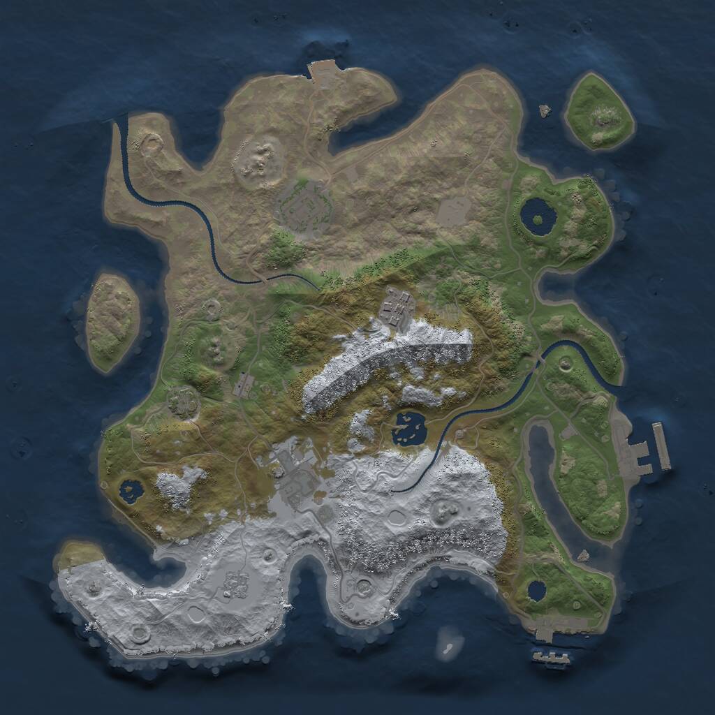 Rust Map: Procedural Map, Size: 3000, Seed: 5249807, 10 Monuments