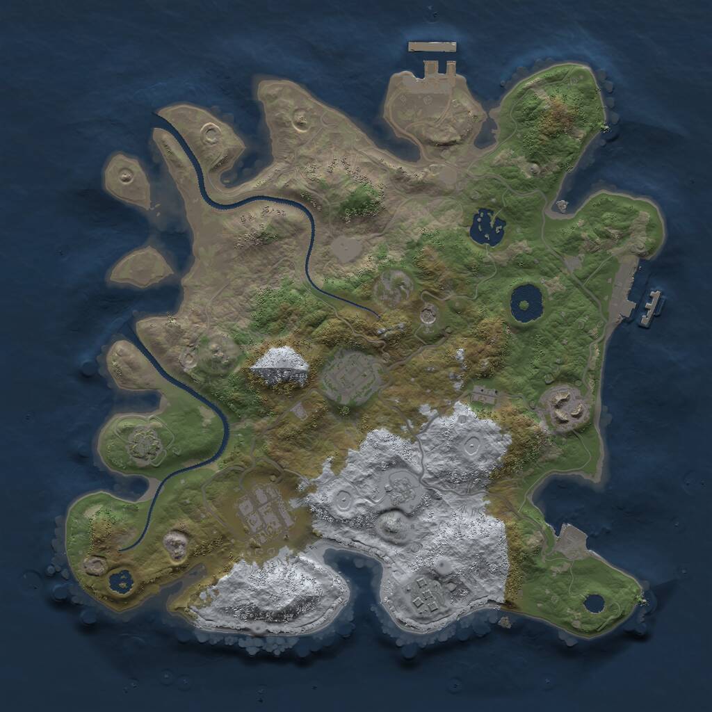 Rust Map: Procedural Map, Size: 3000, Seed: 712377949, 11 Monuments