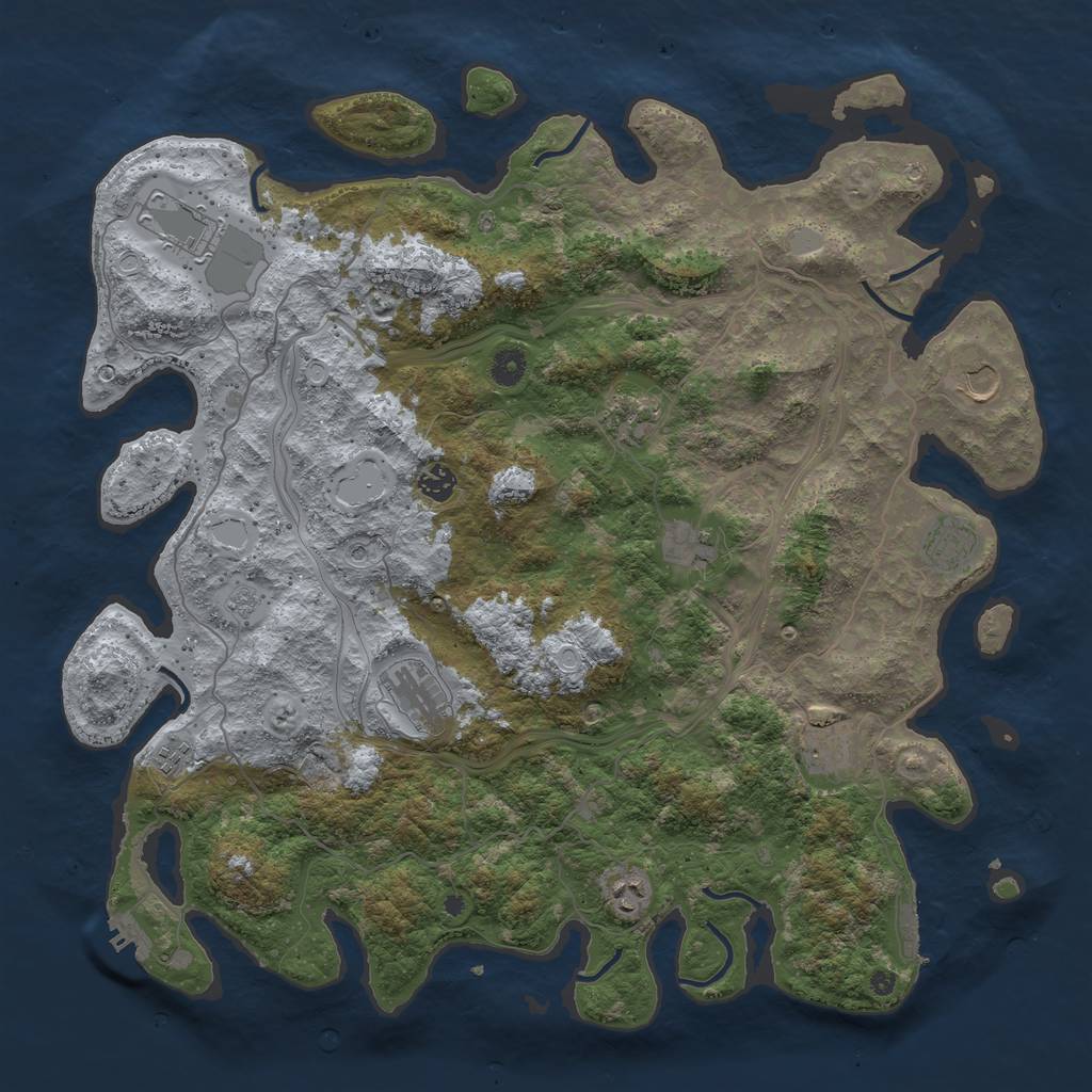 Rust Map: Procedural Map, Size: 4500, Seed: 71069, 17 Monuments