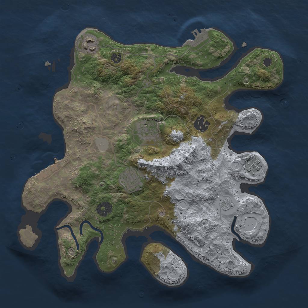 Rust Map: Procedural Map, Size: 3000, Seed: 1882316068, 11 Monuments
