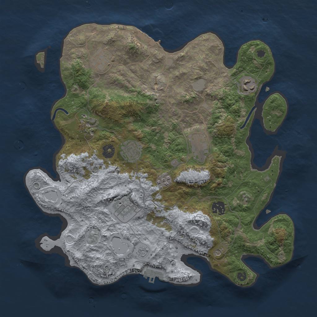 Rust Map: Procedural Map, Size: 3450, Seed: 6515616, 15 Monuments