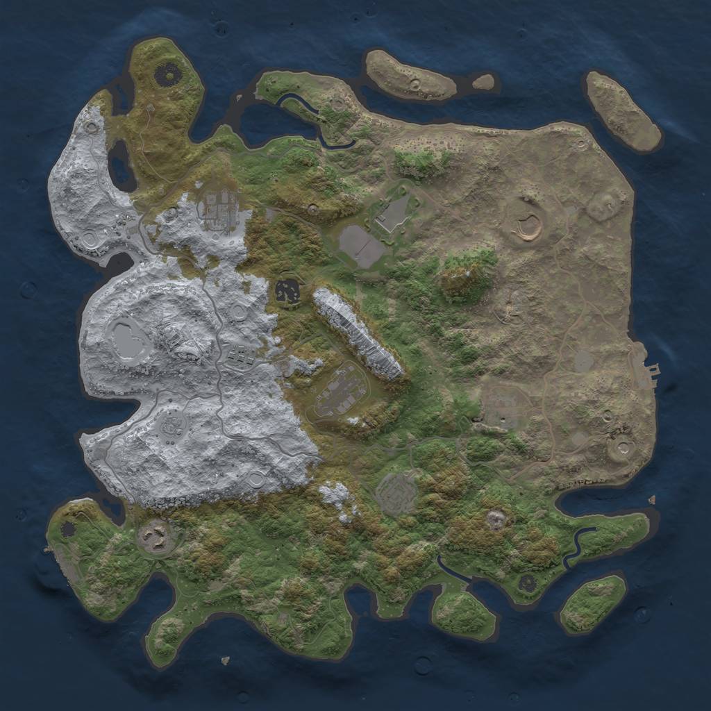 Rust Map: Procedural Map, Size: 4100, Seed: 1262, 16 Monuments