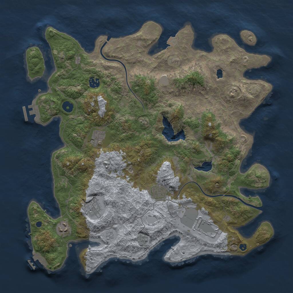 Rust Map: Procedural Map, Size: 4000, Seed: 300014243, 13 Monuments